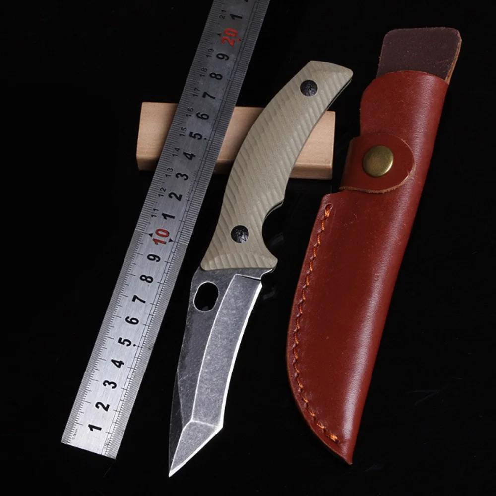 

Free shipping Fixed Blade Knife High hardness 5cr15mov steel blade G10 Handle outdoor Camping EDC tools