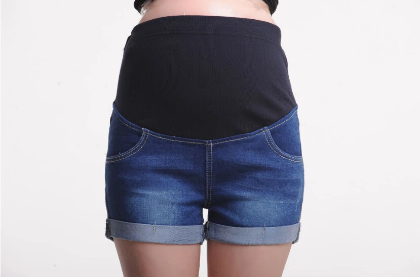 Pantalones vaqueros cortos de embarazada para mujer, ropa de maternidad informal, pantalones cortos de cintura ajustable, simples, delgados, para el