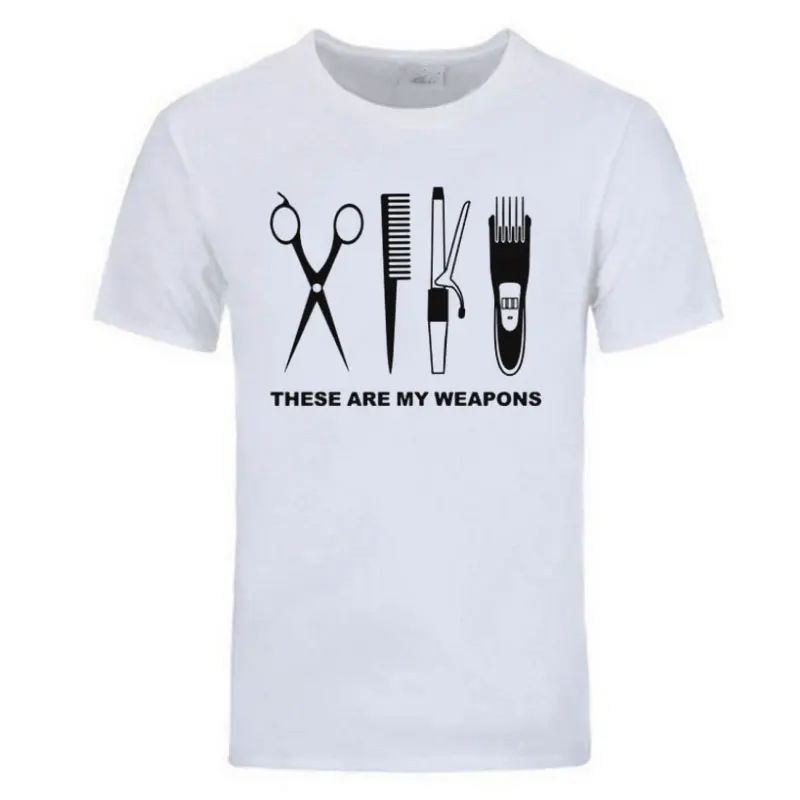 New 2024 Summer Fashion Hairdresser T Shirt Men Short Sleeve Cotton Barber Weapons T-shirt Tops scissors Tshirt MoreSize