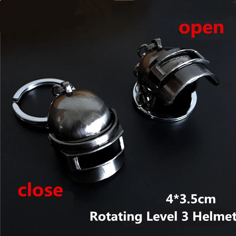 Game PUBG Rotating Level 3 Helmet Size 4*3.5cm PUBG Keychain alloy keyring For Cosplay Holder Key Chian Gifts Black Gold Color