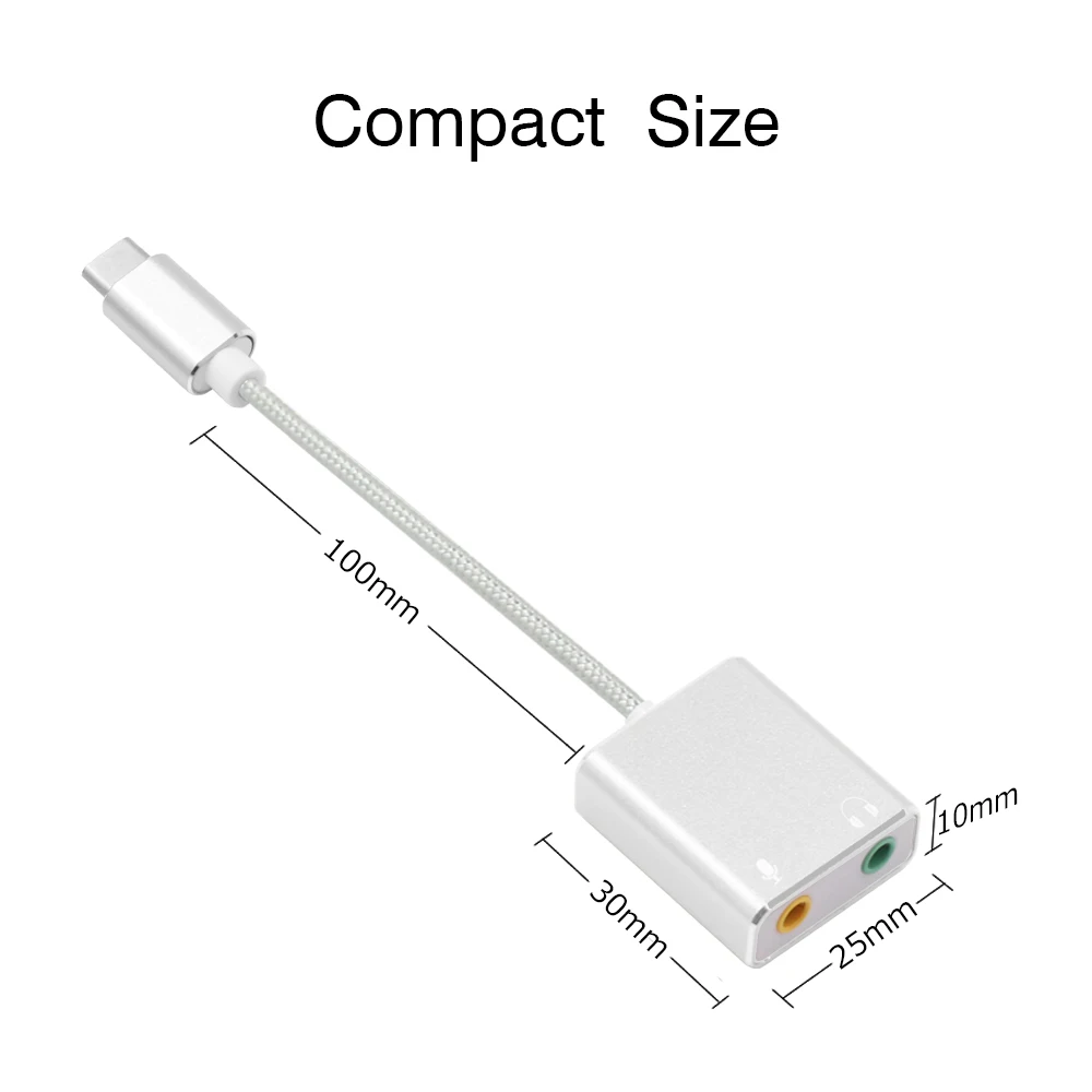 USB Type C Type-C External Sound Card Adapter Audio Card USB-C to Jack 3.5mm Earphone Micphone for Laptop Macbook Pro