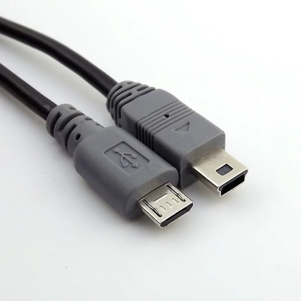 1pc Mini USB Type B Male To Micro B Male 5 Pin Converter OTG Adapter Lead Data Cable 20cm / 1M 3FT