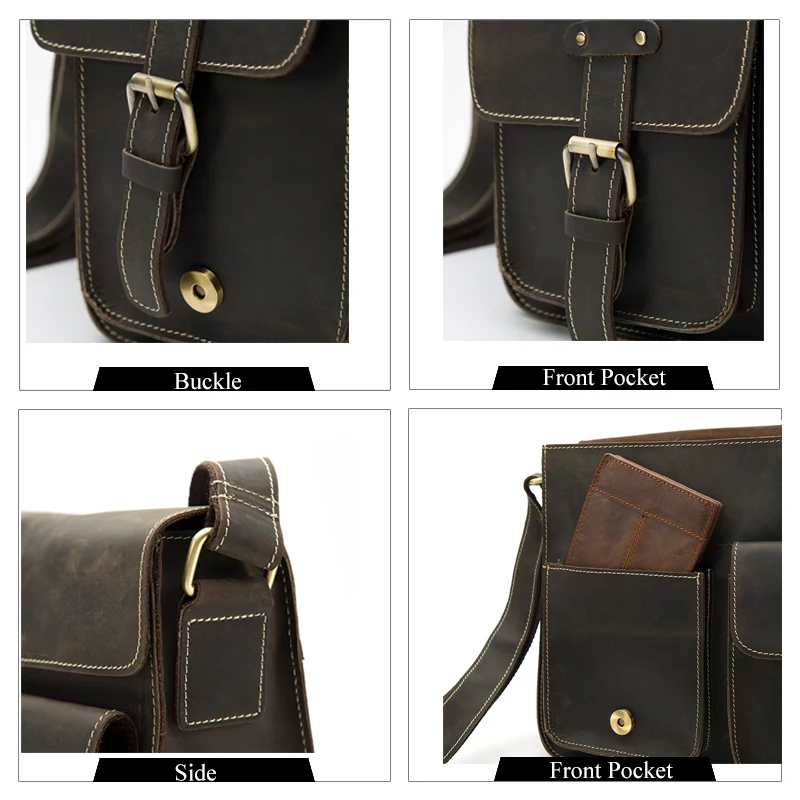 MVA messager sac à bandoulière pour homme sac en cuir véritable hommes sacs fou cheval mâle homme Vintage sacs à bandoulière en cuir sac à main 1050