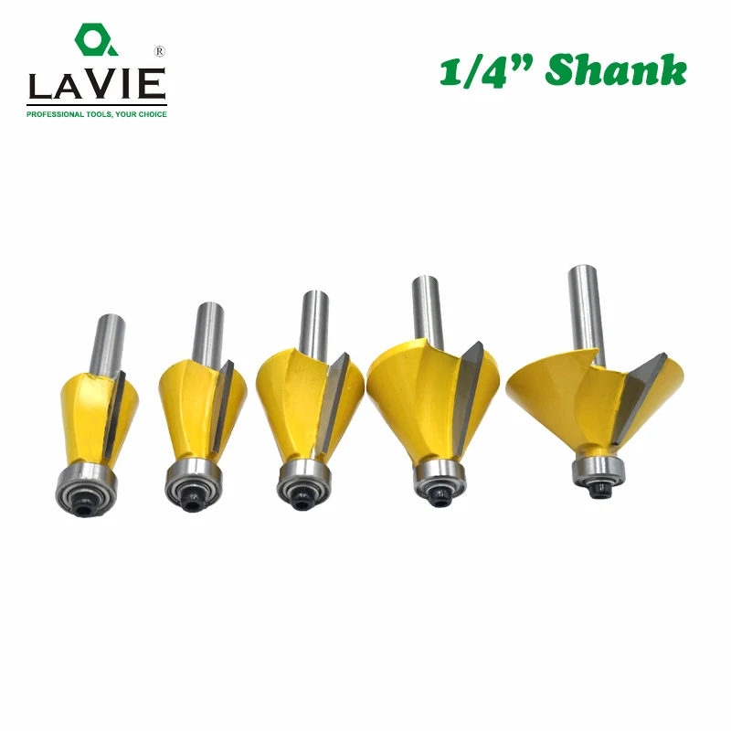 1pc 1/4 Inch Shank 45 Degree Chamfer Bevel Edging Router Bit Milling Cutter For Wood Tungsten Carbide Woodworking Bits MC01081