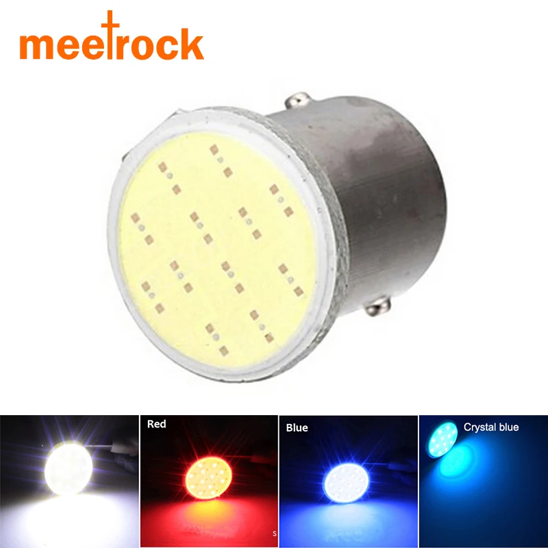 Meetrock big promotion cob p21w led 1156 ba15s 12SMD car light white motorcycle auto tail parking indicator lamp bulb 12V