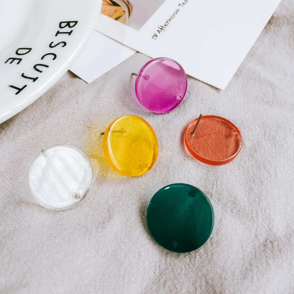 Resin Transparent Stud Earrings Accessories Eardrop for Women Girl Jewelry Component Diy Handmade Material 8pcs