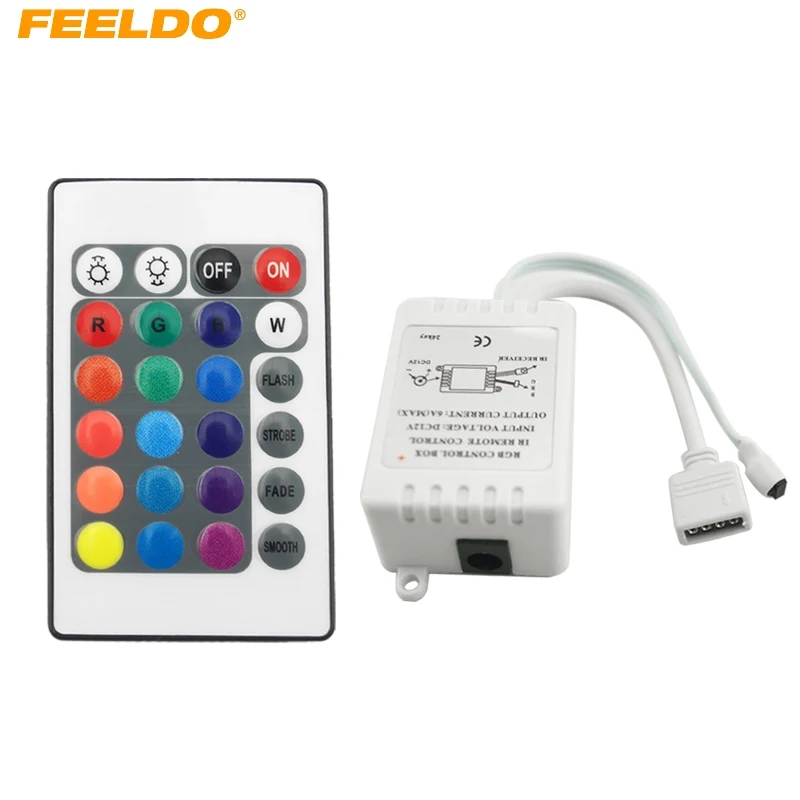 

FEELDO 10Set Car 5-24V LED IR Controller 24 Keys Remote Wireless Controller For 3528 5050 RGB LED Strip Lights