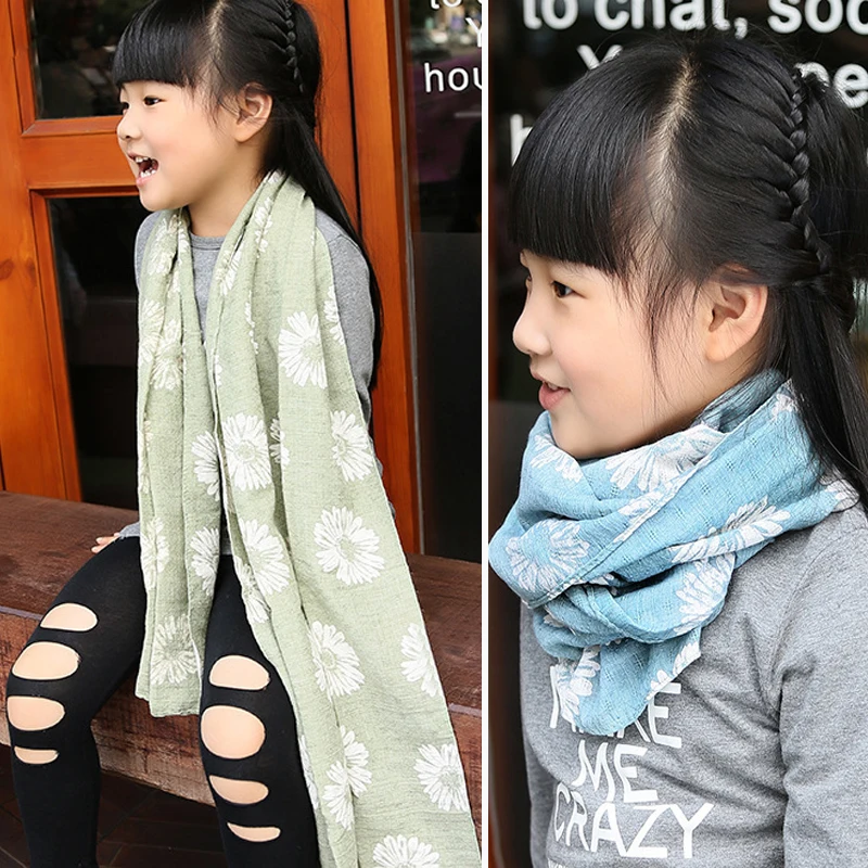 140*40cm Fall Winter Kid Headwear Fashion Flower Pattern O Circle Knit Woolen Baby Scarf Neck Warm Baby Kid Child Neckerchief