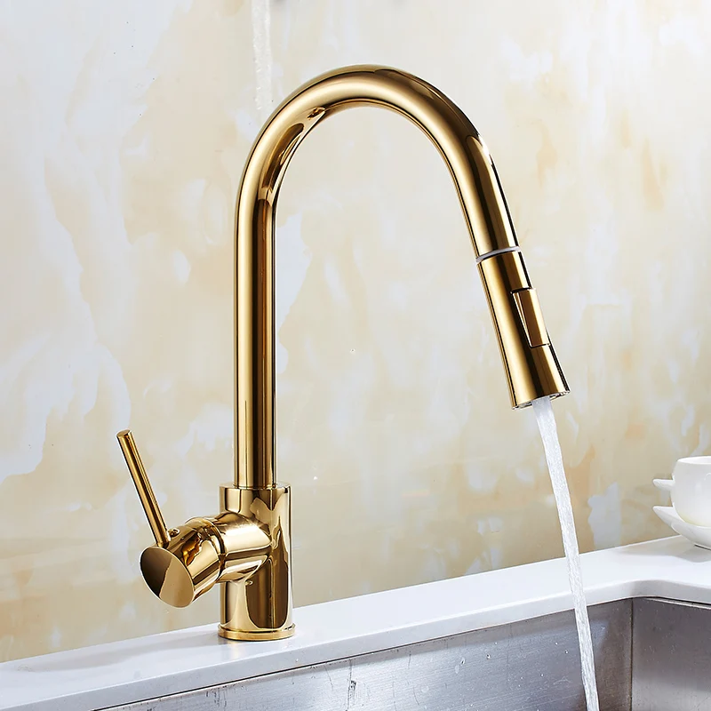 Newly Arrived Pull Out Kitchen Faucet Gold/Chrome/nickel/ Sink Mixer Tap 360 degree rotation kitchen mixer taps Kitchen Tap