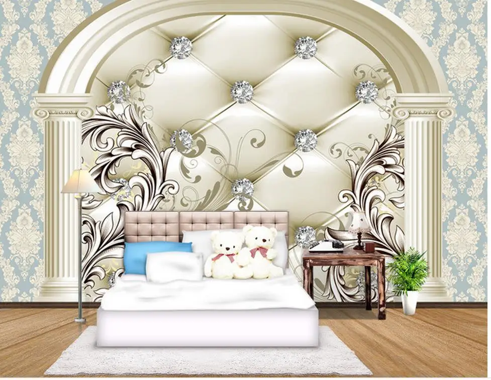 3D European style Drill Background wall painting photo 3d wallpaper Home Decoration living 3d wallpaper