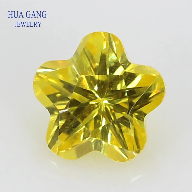 

Golden Pentacle Plum Shape Brilliant Cut CZ Stone Synthetic Gems Yellow Cubic Zirconia For Jewelry Size 3x3~10x10mm