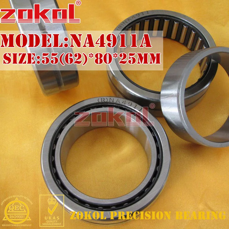 

ZOKOL NA4911 A NA4911A Entity Ferrule Needle Roller Bearing 55*80*25mm RNA4911A 62*80*25mm