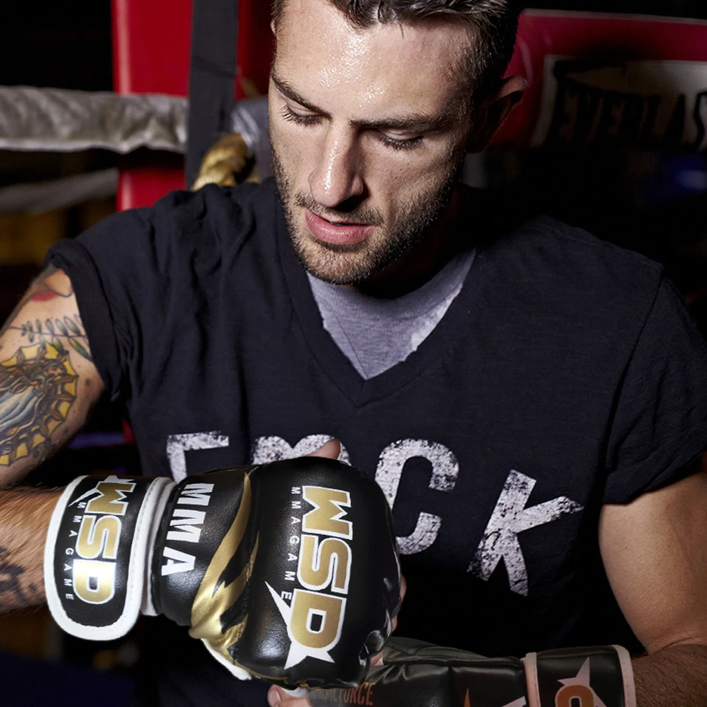 Guantes De medio dedo MMA para hombres, equipo De entrenamiento De lucha libre, Kicki, Boxeo, Karate, Muay Thai, Sanda