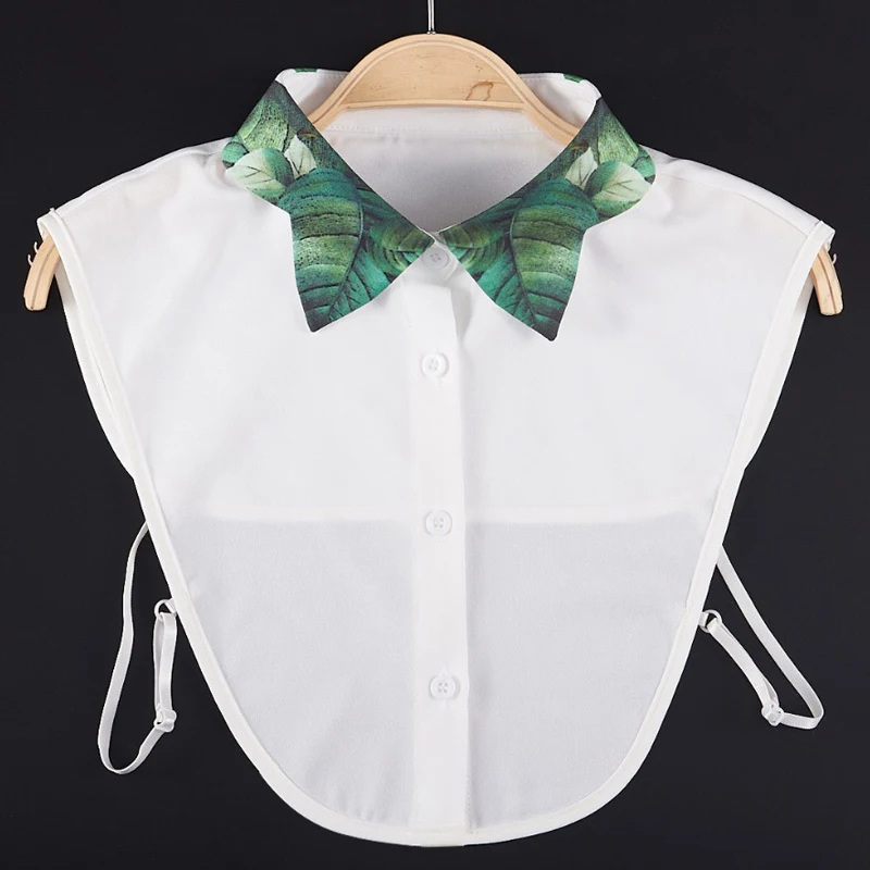 

YSMILE Y Women Print White Fake Collar Green Leaf Detachable Collar Female Shirt Sweater Remove Decorative Collar Girl Necklace