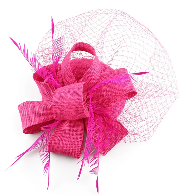Frauen Fascinator Hut Nachahmung Sinamay Feder Tee Party Pillbox Blume Derby Milli nery Kirche Cocktail Kopf bedeckung neues Design – Detail 23