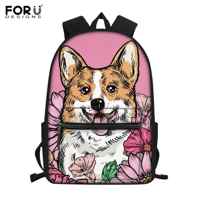 FORUDESIGNS Cute Corgi Dog School Bag for Boys Girl Schoolbag Cute Kids Backpacks Children\'s Backpack Satchel Mochila Escolar