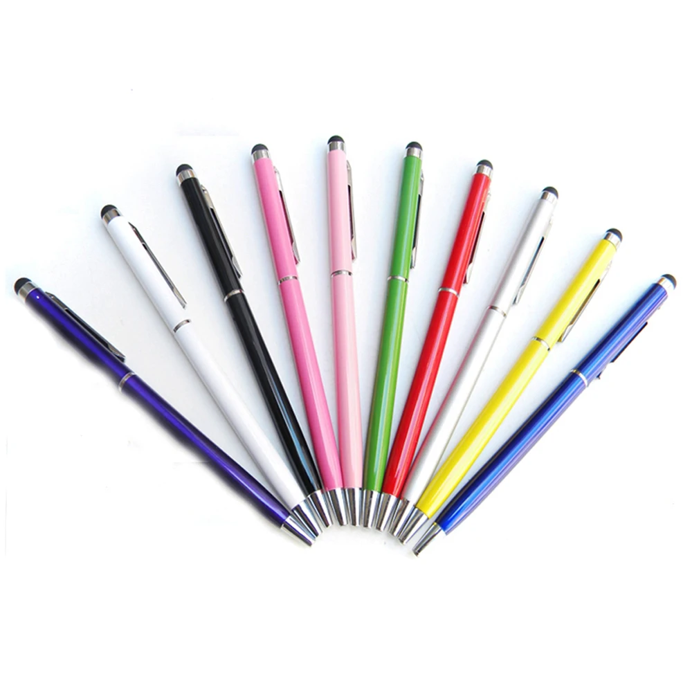 500pcs/lot 2 in 1 Mini Aluminum Ball Pen with Touch Stylus Pen for iPhone Samsung Capacitive Screen Mobile Phone