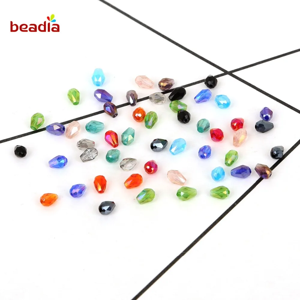 90-100pcs 3x5mm Austria Teardrop Crystal Waterdrop Beads Loose Spacer Beads For DIY Jewelry Crafts Sewing Clothing Accessories