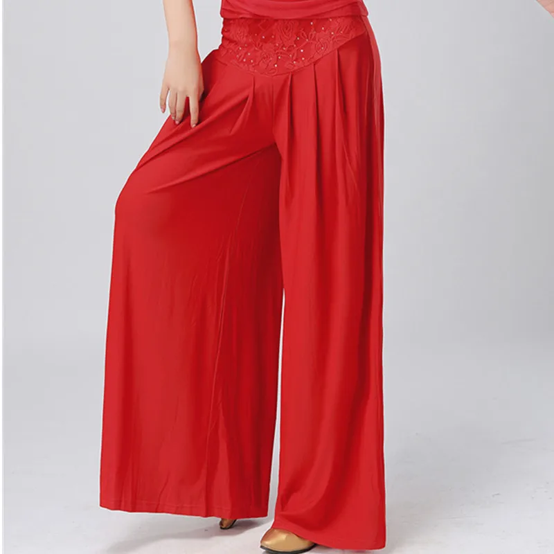 

Modern Dance Trousers Lady Ballroom Dancing Pant Wide Leg Trousers Adult Square Dance Trousers Rumba Loose Trousers B-6883