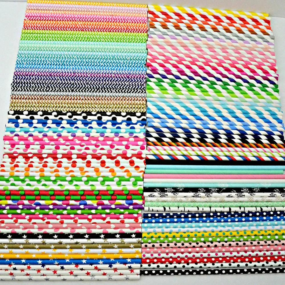 1000 Pcs Free Shipping Paper Straws Bulk-Over 450 Designs-Pick Colors-Striped,Polka Dot,Chevron,Drinking Paper Straws Bar Party