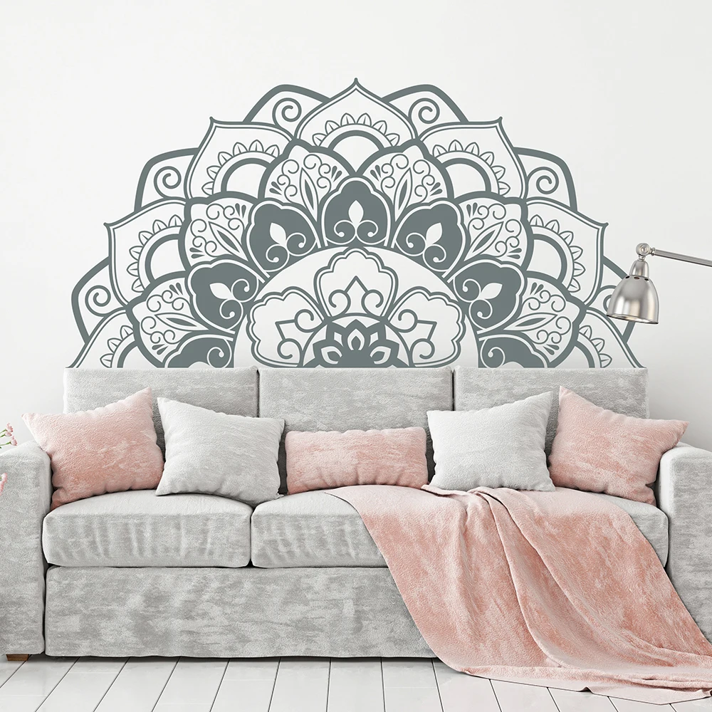 

Fashion Mandala Wall Decals Art Half Mandala Headboard Home Decor Vinyl Bohemian Wall Stickers Bedroom Yoga Studio Wall LC1193