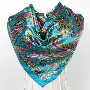 Toller Satinschal für Frauen für Frauen, gedruckte Hijabs, Polyester -Seiden -Schal, weibliche Schals, Frühling und Herbst 6 Hauptverkäufe Cachecol Purpur - №1