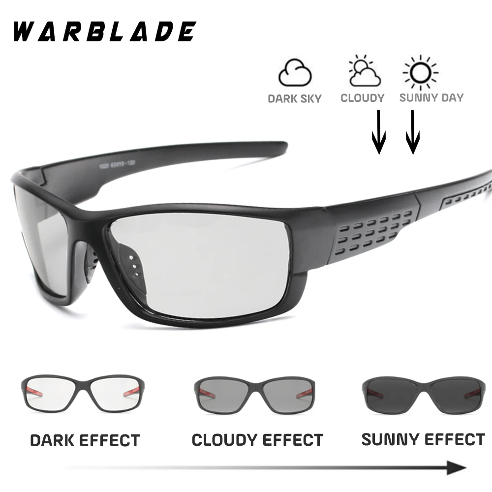 Driving Polarized Square Photochromic Sunglasses Men Chameleon Glasses Men Driver Goggles UV400 Fishing Sunglases WarBLade