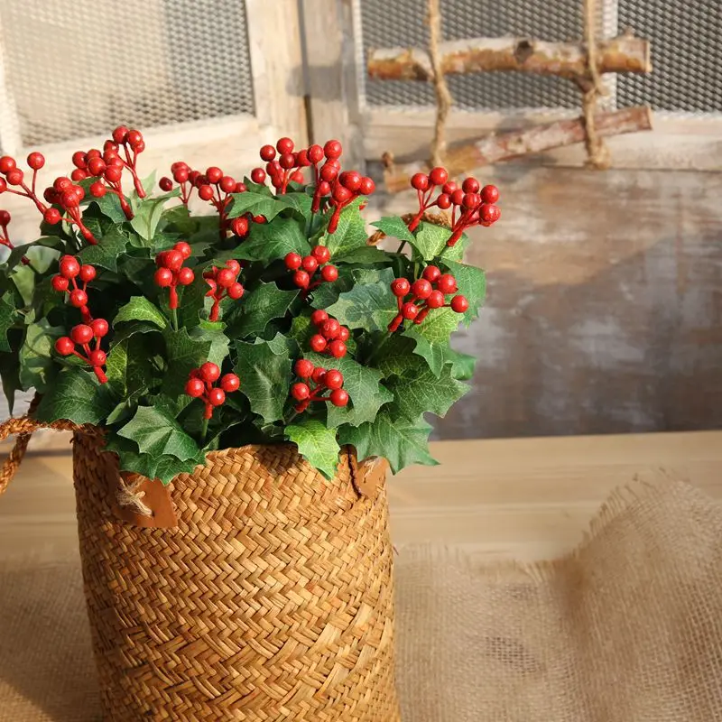 Christmas decoration 7 pcs/bunch Artificial Berry Simulation Flowers Bouquet Fruits Home Decoration Artificial Fake Plants