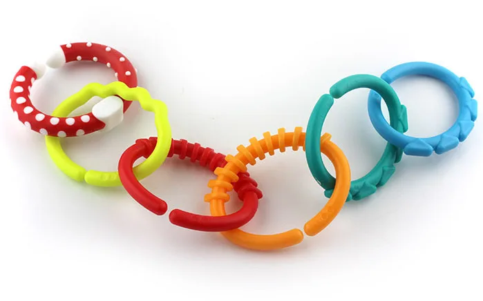 Baby diy teether BPA Free chewable teething Rainbow Molars chain Ring apron Grasping Cute sensoriel Toys for kids  0-12 months