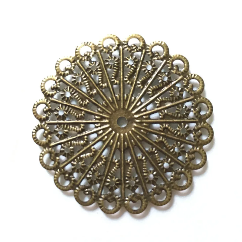 500Pcs Wholesale Filigree Hollow Round Embellishments Findings,Jewelry Accessories,Bronze Tone,4.3cm