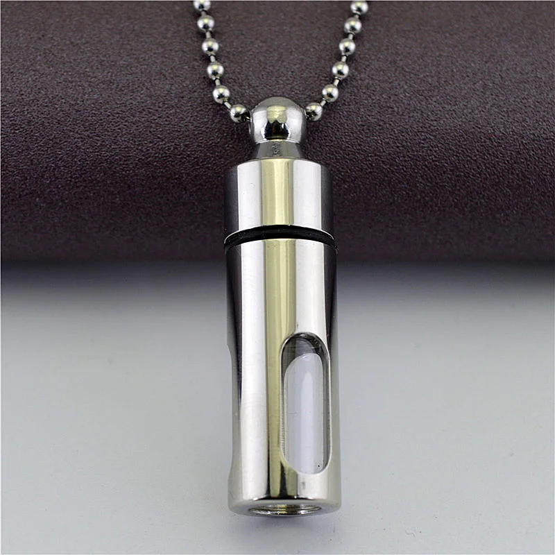 New Fashion Titanium Storage Bottle Perfume Bottles Necklace Glass Cylinder Tube Ashes Urn Lover Cremation Keepsake Jewelry