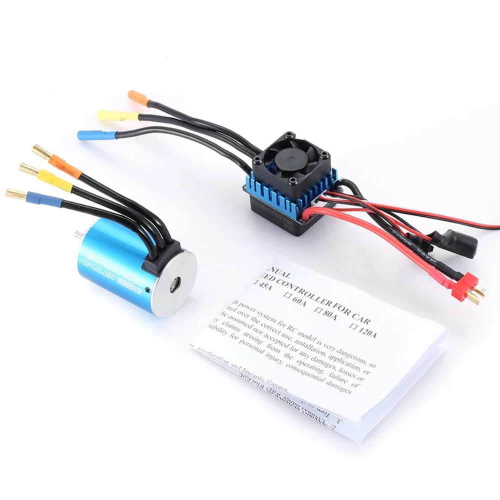 RC 3650 4300KV 3900KV 3500KV 3100KV Sensorless Brushless Motor with 60A Brushless ESC with LED Programming Card for 1/10 RC Car