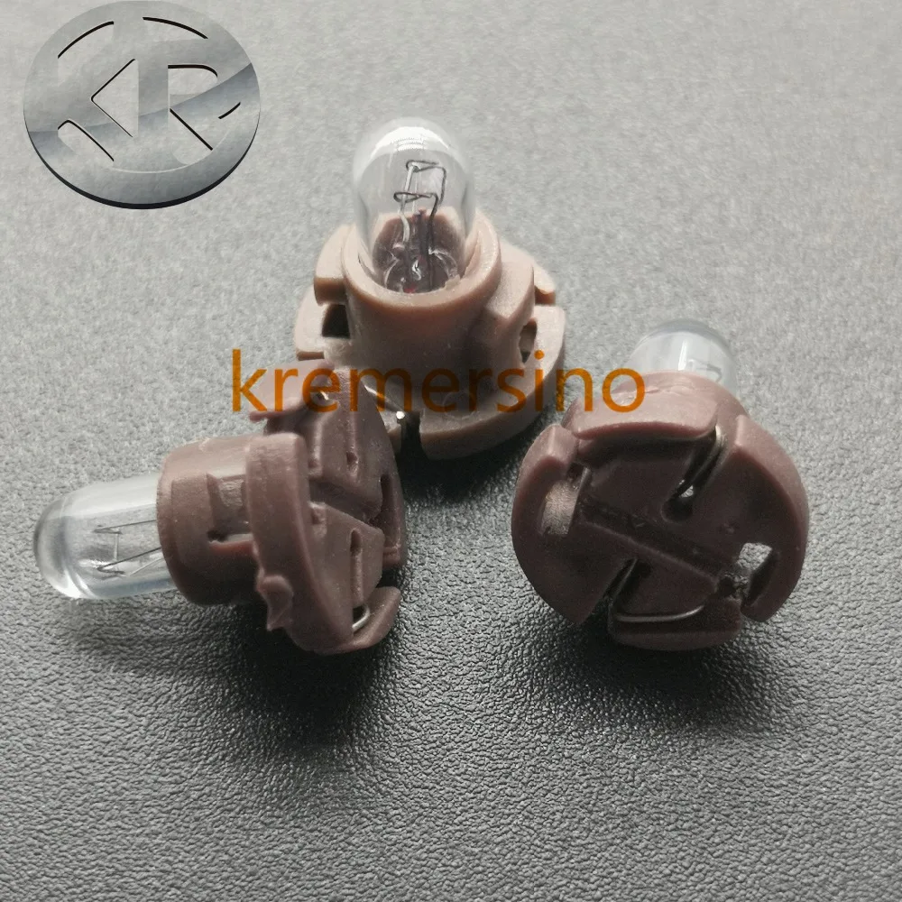 10pcs T4 Bulbs Lamps for Honda Toyota Nissan Mitsubishi Dashboard Instrument 12V 1.4W  Brown Base