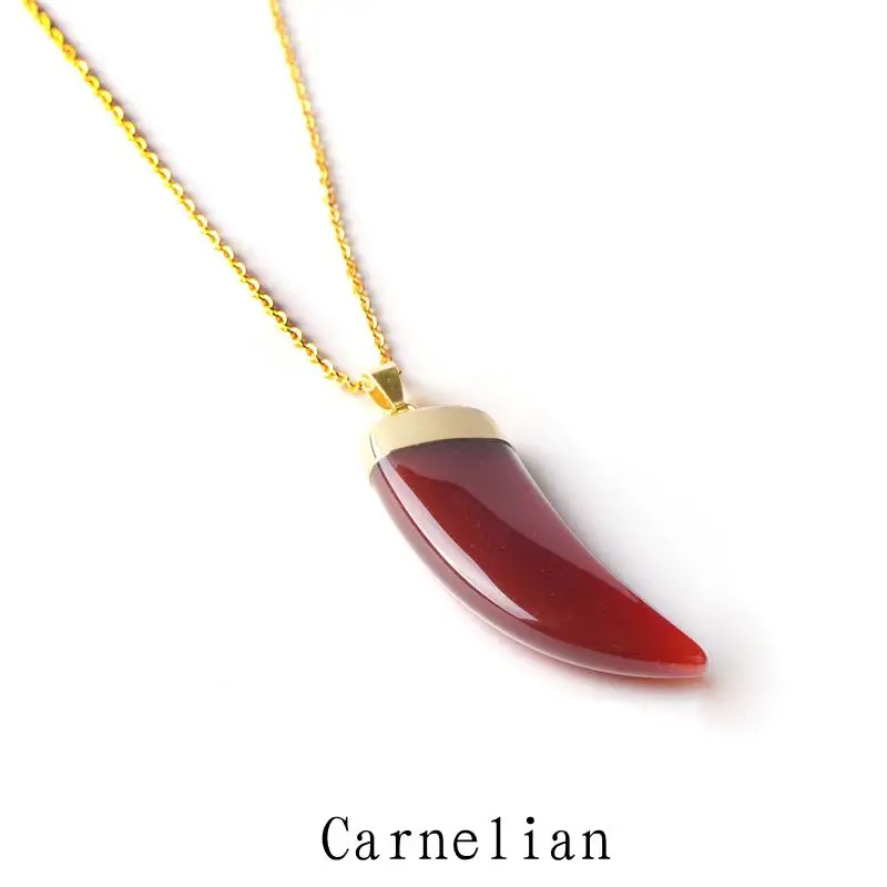 Natural stone protein ivory pendant fashion new horn golden border with gold fine chain showing man woman's honor Lol