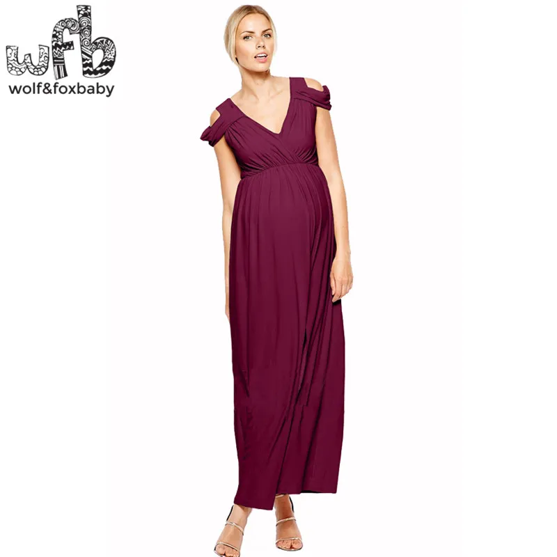 

Retail Pregnant women Large size dress solid color sleeveless high-waist v-neck spring summer autumn fall wine