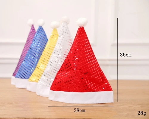 

600pcs/lot 28*36cm Sequin Xmas Hat Santa Christmas Adult Cap Christmas Hat Christmas Party Supplies Decoration Decor