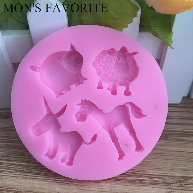 Farm Animal Horse Sheep Donkey  Fondant Decorating Tools Silicone Bakeware