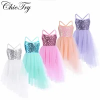 ChicTry-vestido tutú de Ballet con lentejuelas para niñas, vestido de leotardo de gimnasia y baile de tul para niños, Ropa de baile para actuación