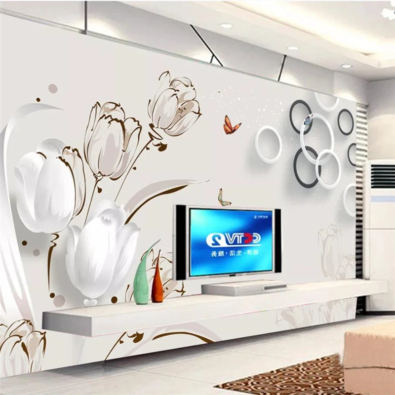 Beibehang Custom wallpaper 3D stereo photo mural tulip papel de parede 3D TV background wall living room bedroom mural wallpaper