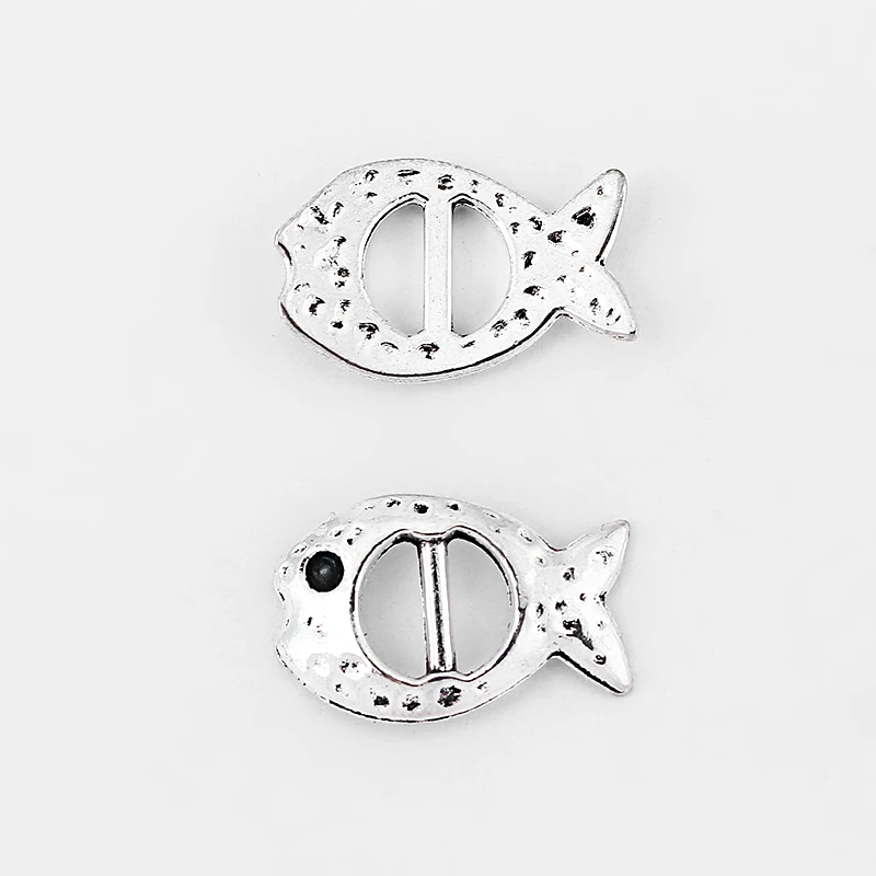 

10pcs Fish Shaped Buckle Invitation Ribbon Slider Spacer Charms Jewelry Findings