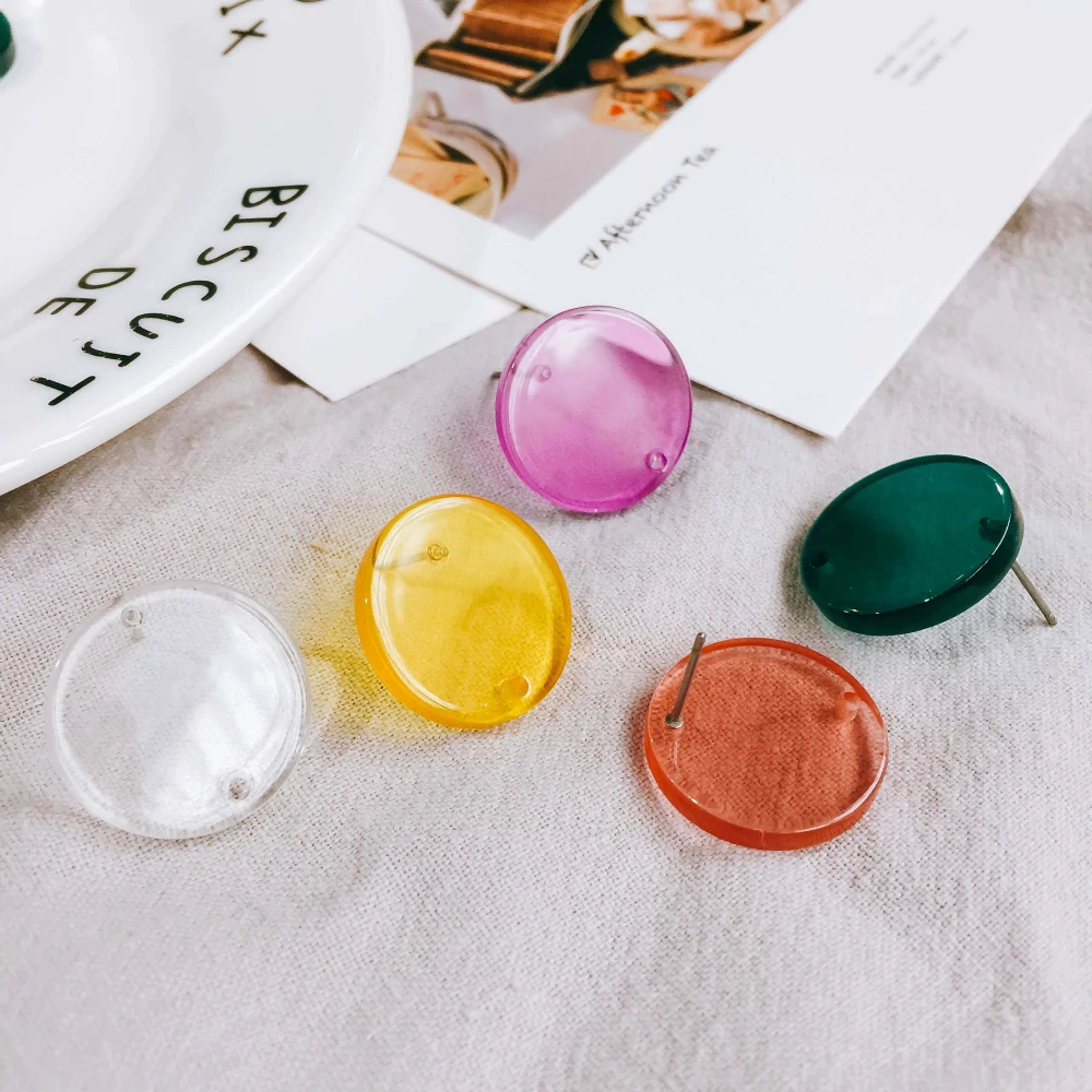 Resin Transparent Stud Earrings Accessories Eardrop for Women Girl Jewelry Component Diy Handmade Material 8pcs