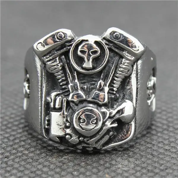 316L Stainless Steel Engine Biker Ring Mens Motorcycle Engine Biker Ring Cool