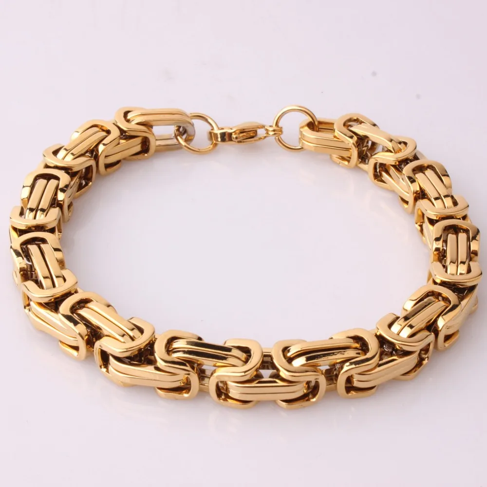 Top Stainless Steel Bracelet For Men Women Byzantine Box Link Chain Gold Silver Black Color Bracelets 2018 Fashion Jewelry 7-11\