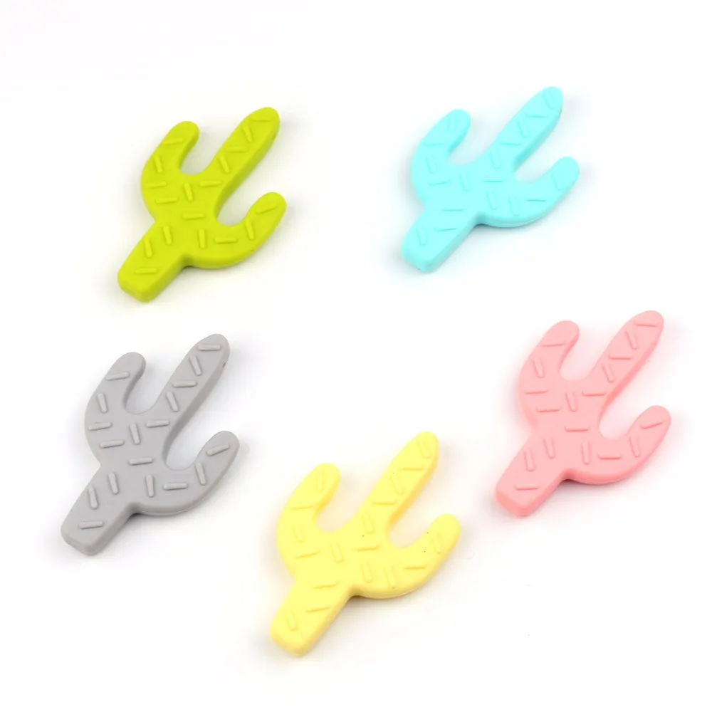 TYRY.HU 1pcs Silicone Beads Cactus Shaped Baby Teethers BPA Free Silicone Chew Charms Baby Teething Teeth Christmas Gift Toys