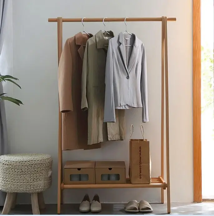 Solid wood floor clothes. Bedroom multi-functional province space for the use of clothes bag shelves..