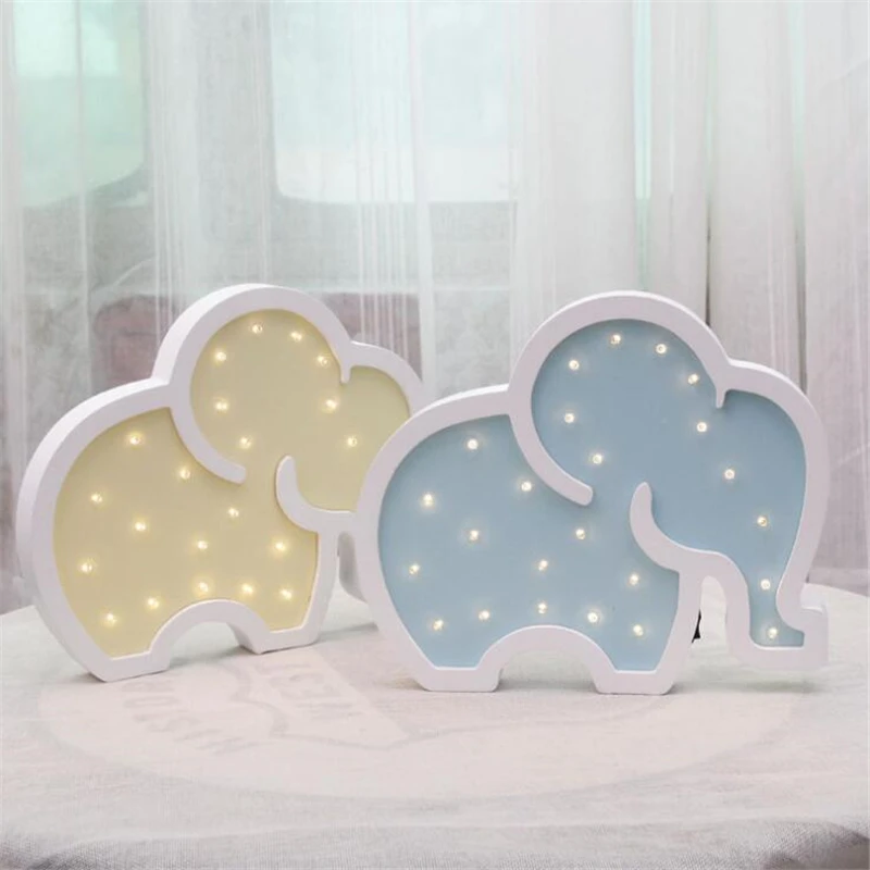 

Wholesale INS Wood Elephant LED Baby Bedside Lamp Cartoon Nordic Children Room Decorative Lights Lovely Photographic Props Gifts