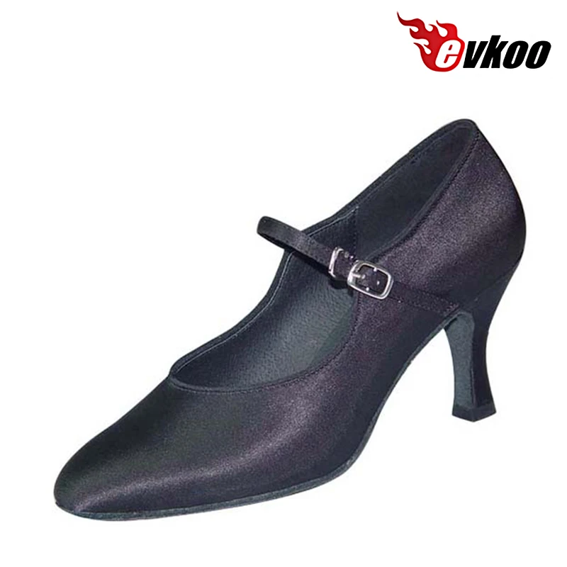 Customsized Ballroom Shoes 4 Different Colors Black White Tan Khaki Satin 7cm Heel Ballroom Dance Shoes For Ladies Evkoo-013