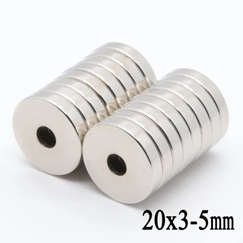 50pcs 20x3 mm hole 5 mm N35 super permanent round countersunk head ring magnet rare earth magnet strong magnetic