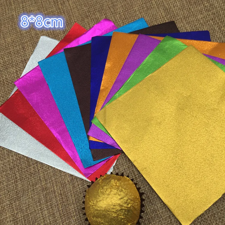 

8x8cm 1000Pcs/Lot 3.14"x3.14" Fine Grain Silver Paper For Chocolates Sweetmeats Sweet Package Paper Multi Colored Foil Wrapper