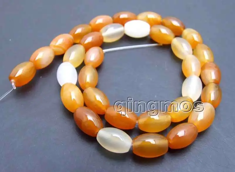 Big 8*12mm Olivary shape Natural Orange Mixedcolor beads Loose Beads strand 15